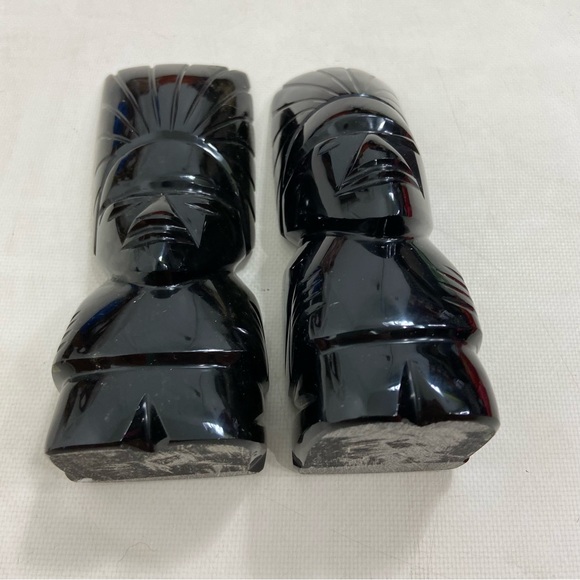Black onyx Aztec native American Tiki chief statues/Bookends - Picture 3 of 9